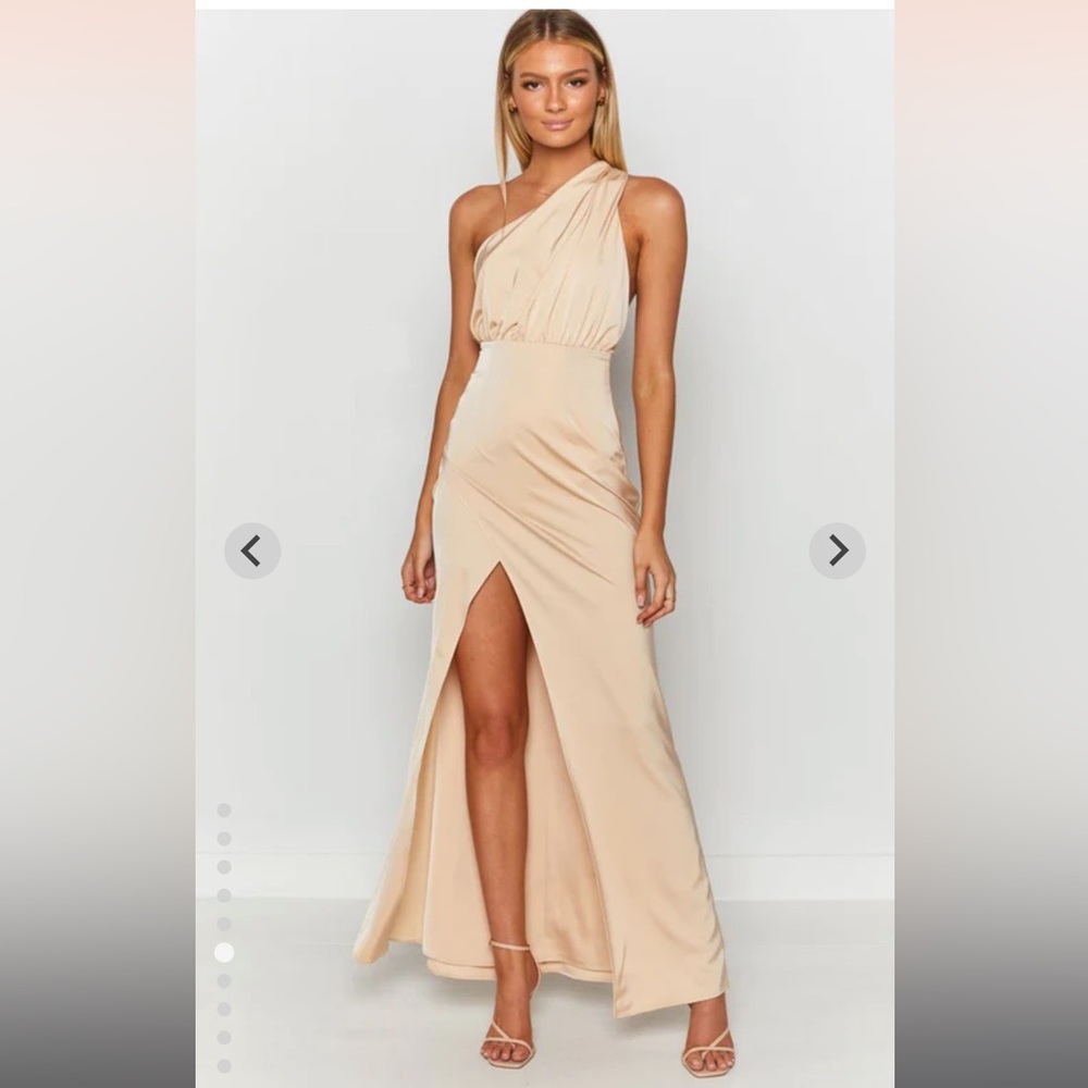 Beginning Boutique One Shoulder Gold Formal Dress